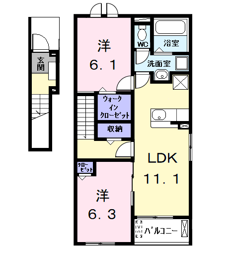 Planta 2LDK de シャンヴェール