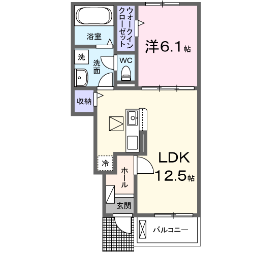 Planta 1LDK de ル　プティ　ボヌール