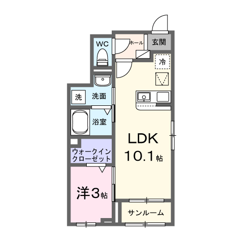 Planta 1LDK de ルナ　フルール