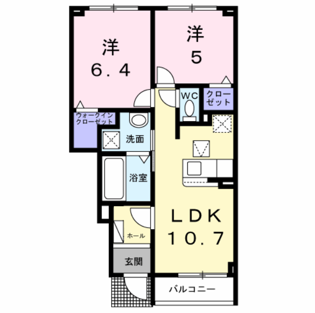 Planta 2LDK de ラピード