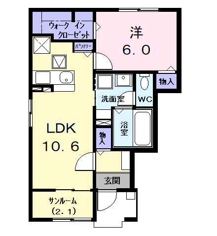 Planta 1LDK de ルミエール