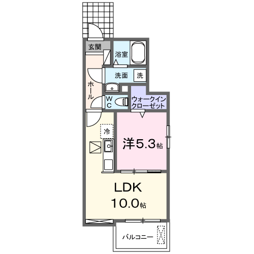 Planta 1LDK de リヴェール響