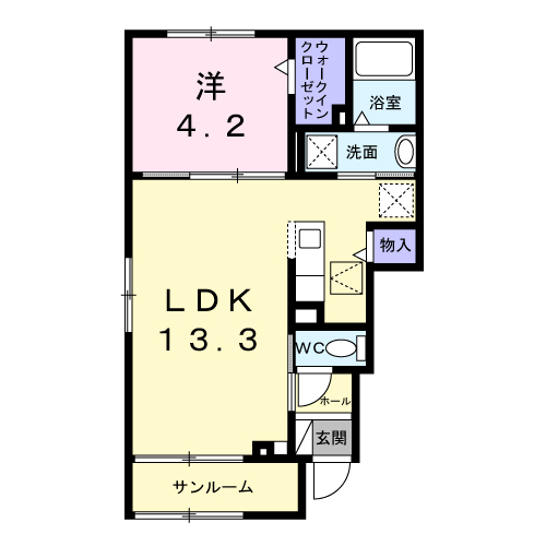 Planta 1LDK de ククナＨ