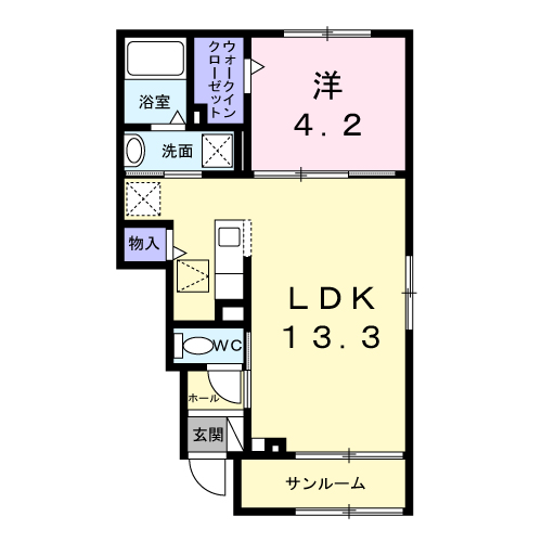 Planta 1LDK de ククナＨ