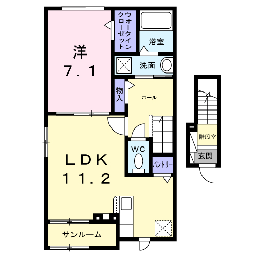 Planta 1LDK de ククナＨ