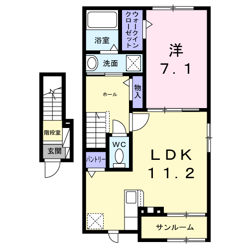 Planta do apartamento 1LDK — ククナＨ