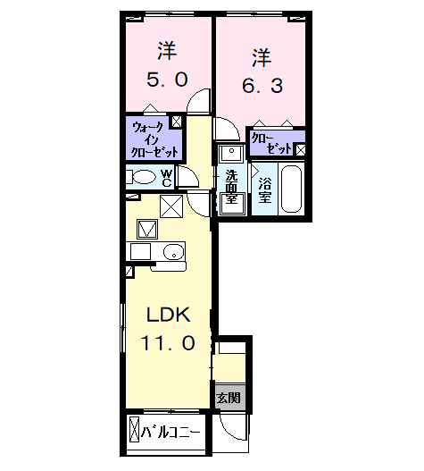 Planta 2LDK de エスポワール　プランタン