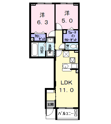 Planta 2LDK de エスポワール　プランタン