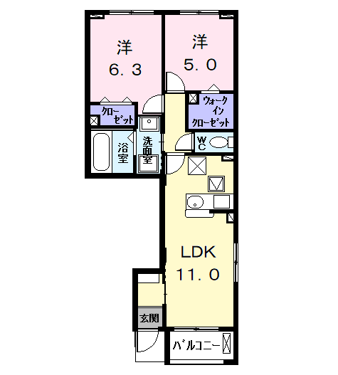 Planta 2LDK de エスポワール　プランタン