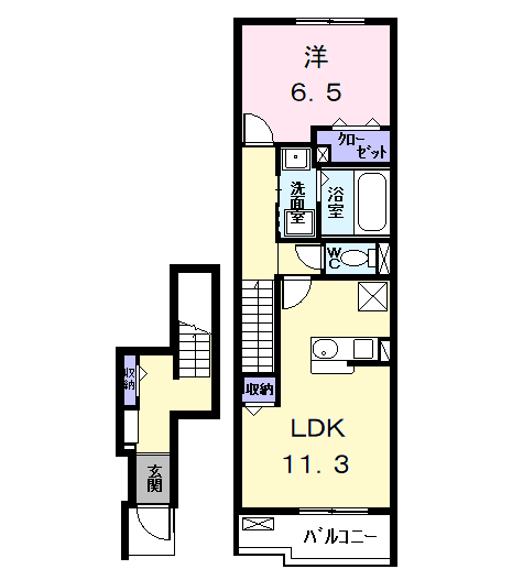 Planta 1LDK de エスポワール　プランタン