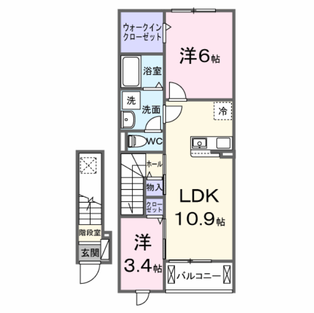 Planta 2LDK de リヴェール　フウキＡ