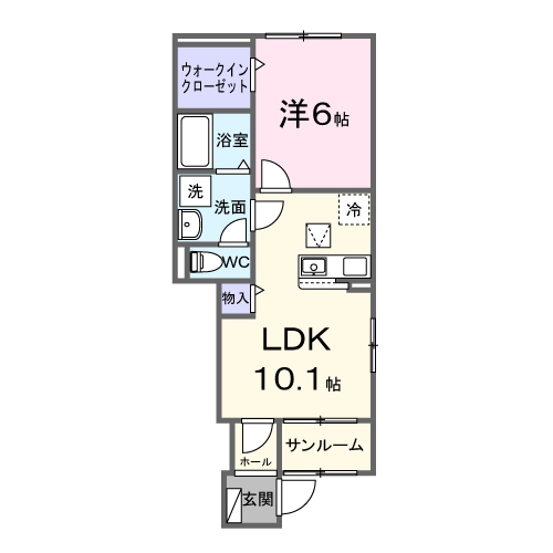 Planta 1LDK de リヴェール　フウキＢ