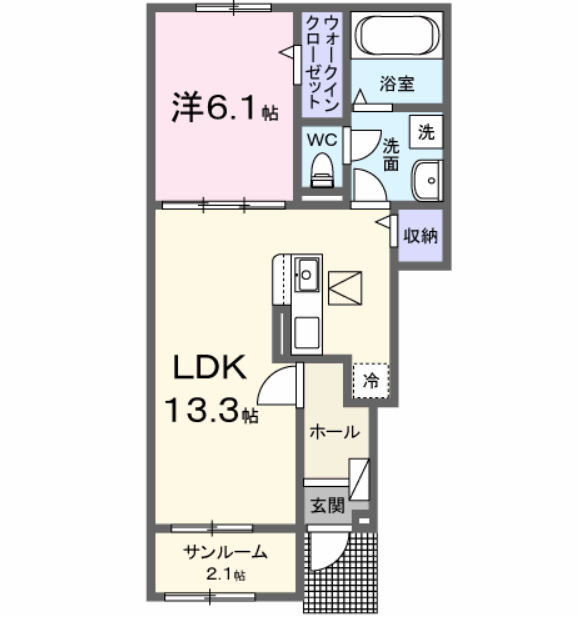 Planta 1LDK de ルミア　グレイス