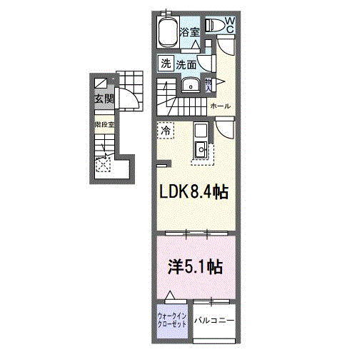 Planta 1LDK de リバーウエスト中島