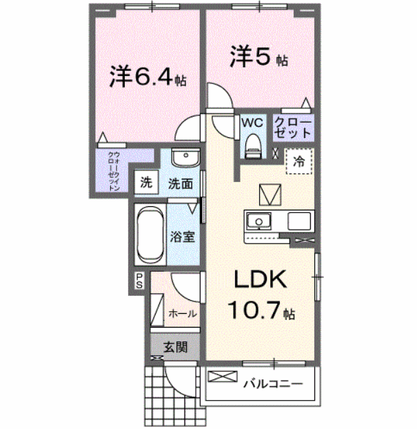 Planta do apartamento 2LDK — ベル・ヴィールⅠ