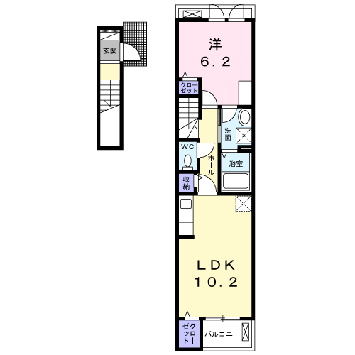 Planta 1LDK de カナル　ホリカワ