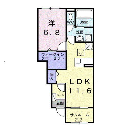 Planta 1LDK de プレイス豊橋
