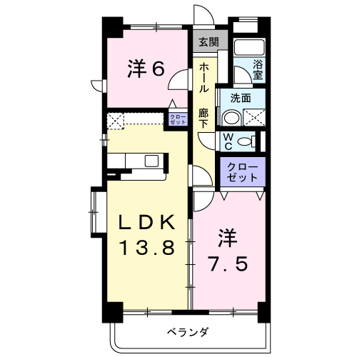 Planta 2LDK de ラ・カーサＳＨＩＭＡＤＡ