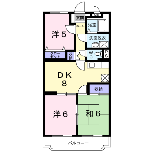 Planta 3DK de ファミールＫ向山Ⅱ