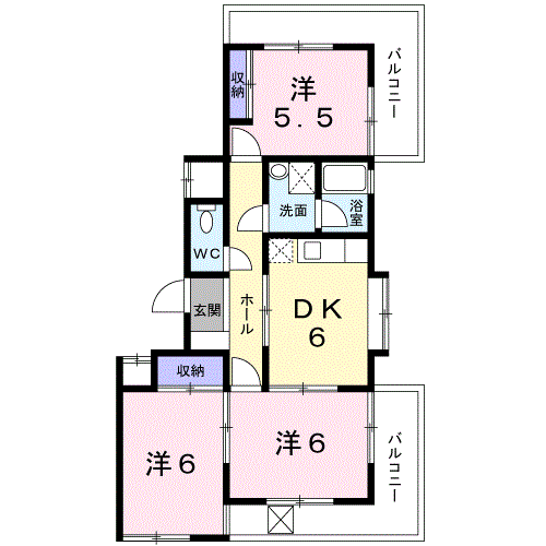 Planta 3DK de ロイヤルタウン
