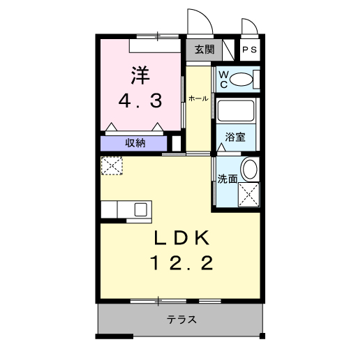 Planta do apartamento 1LDK — クーマ