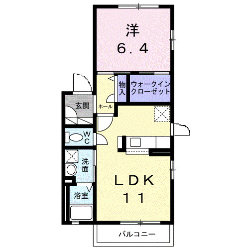 Planta 1LDK de サニーフラットＢ