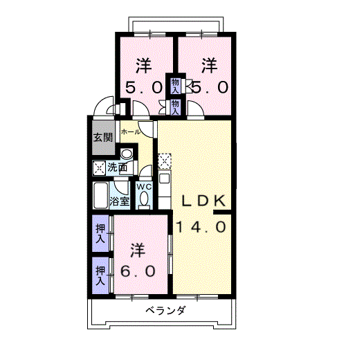 Planta 3LDK de ヴィラオオワキ