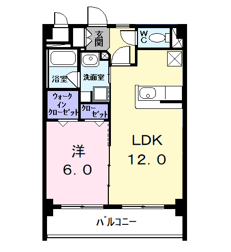 Planta 1LDK de コンフォートスクエア