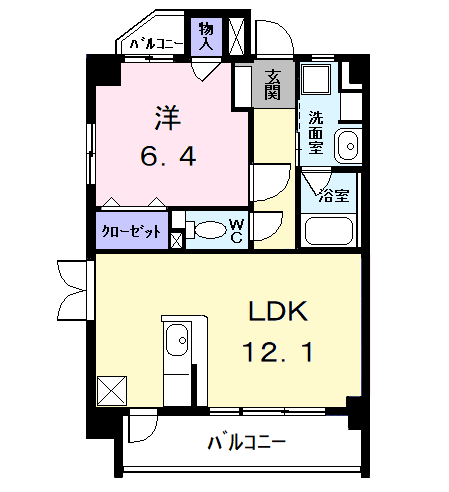 Planta 1LDK de コンフォートスクエア