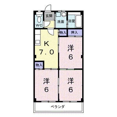 Planta 3DK de ライフステージ湯山